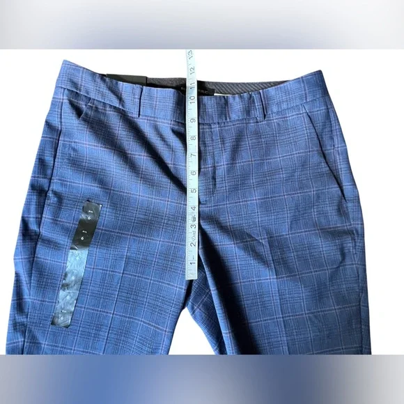 Banana Republic NEW Ryan Women’s Navy Blue Plaid Slim Straight Leg Pants Trouser - Picture 13 of 15